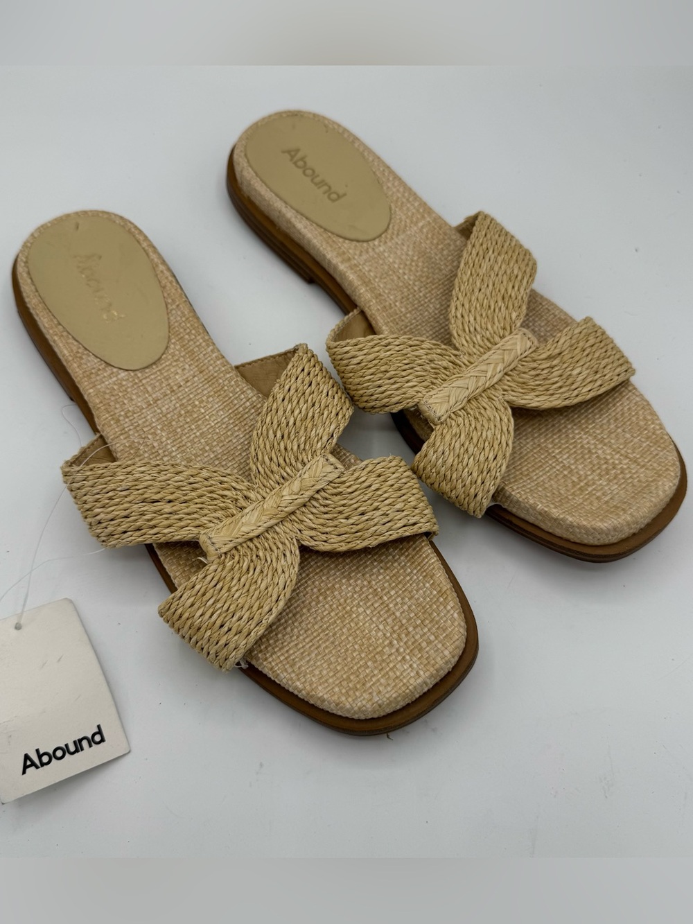 Abound Giada Womens Slide Sandals Size 9.5 Natural Braided Raffia designer like